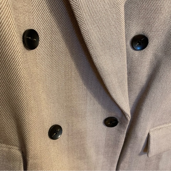 M.M. LaFleur The O'Hara Wool Herringbone Blazer in Ivory Biscuit, Size 12 - Picture 9 of 14